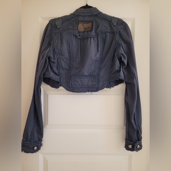 Blue long sleeve cropped jacket with details in size small - Picture 5 of 8